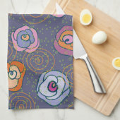 抽象芸術ばら色分野パターン キッチンタオル (四つ折り)