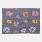 抽象芸術ばら色分野パターン キッチンタオル (横)