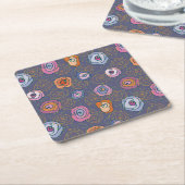 抽象芸術ばら色分野パターン スクエアペーパーコースター (アングル)