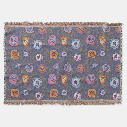 抽象芸術ばら色分野パターン スローブランケット (正面)