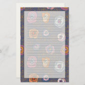 抽象芸術ばら色分野パターン 便箋 (正面/裏面)