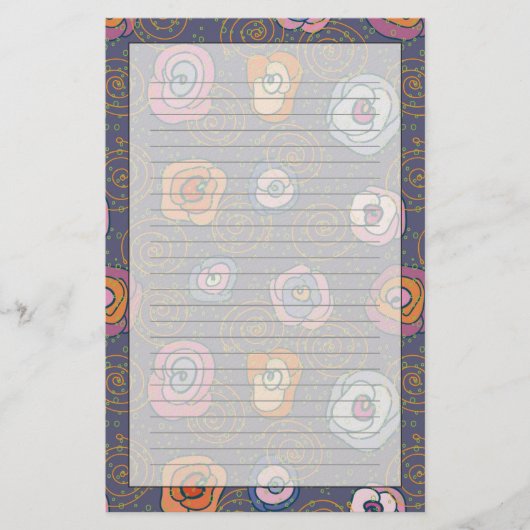 抽象芸術ばら色分野パターン 便箋 (正面)