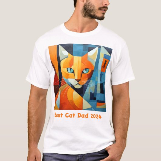 抽象芸術ひげ最高のー：猫パパ Tシャツ (正面)