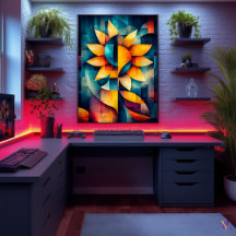 抽象芸術ひまわりアート – 幾何学的開花はっきりしたin