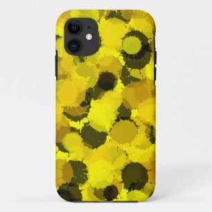 抽象芸術ひまわりドット黄色い茶色の円 iPhone 11 ケース
