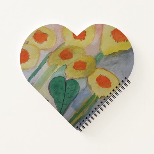 抽象芸術ひまわりハート手帳 ノートブック (裏面)