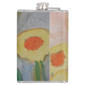抽象芸術ひまわりビニール包まれたフラスコ フラスク (裏面)