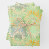 抽象芸術ひまわりライトグリーンデカップティッス ラッピングペーパーシート (インサイチュ)
