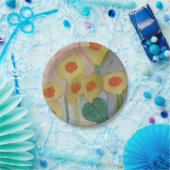 抽象芸術ひまわり紙プレート ペーパープレート (パーティー)