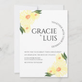 抽象芸術ひまわり緑結婚フローラ 招待状 (正面)