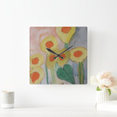 抽象芸術ひまわり角時計 スクエア壁時計 (ホーム)