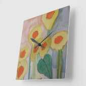 抽象芸術ひまわり角時計 スクエア壁時計 (傾斜)