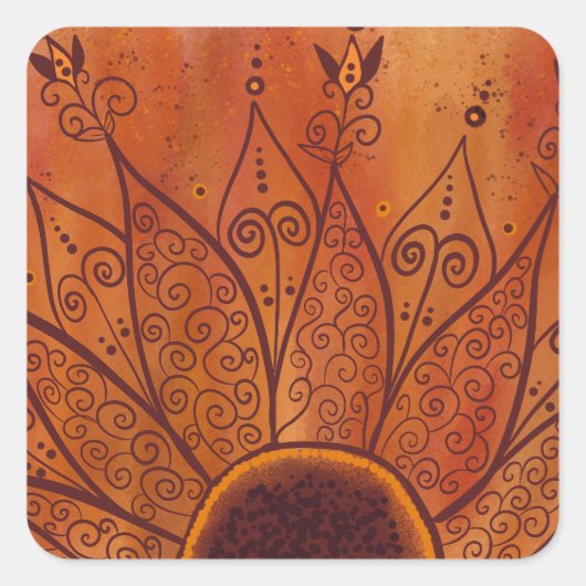 抽象芸術ひまわり スクエアシール (正面)