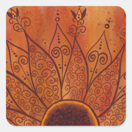 抽象芸術ひまわり スクエアシール