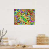 抽象芸術ひまわり |ファンキーレトロな花 ポスター (キッチン)