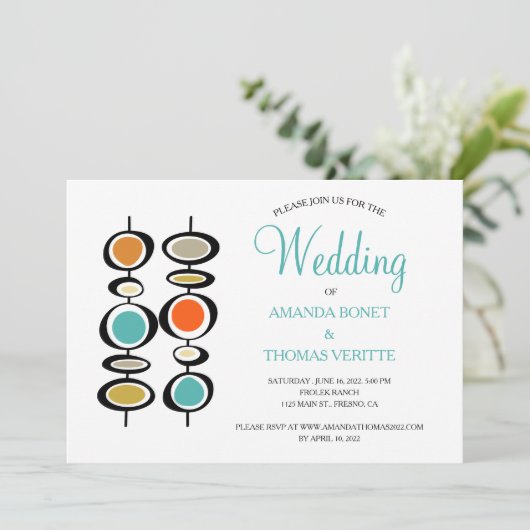 抽象芸術ぶら下がったのミッド・センチュリー結婚ズ・サークル 招待状 (スタンド正面)