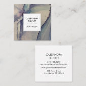 抽象芸術ほこりっぽいブルーパープルアルコールインク液体芸術 スクエア名刺 (正面/裏面)