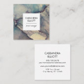 抽象芸術ほこりっぽいブルーパープルアルコールインク液体芸術 スクエア名刺 (正面/裏面)