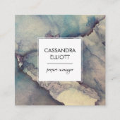 抽象芸術ほこりっぽいブルーパープルアルコールインク液体芸術 スクエア名刺 (正面)