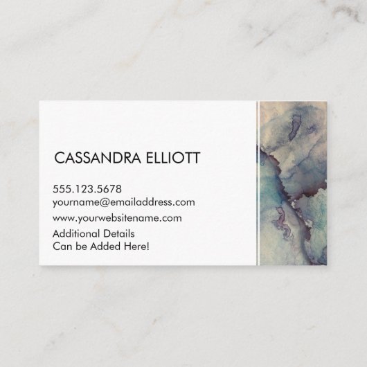 抽象芸術ほこりっぽいブルーパープルアルコールインク液体芸術 名刺 (裏面)