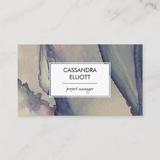 抽象芸術ほこりっぽいブルーパープルアルコールインク液体芸術 名刺 (正面)