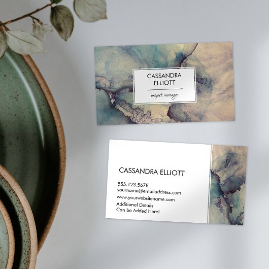 抽象芸術ほこりっぽいブルーパープルアルコールインク液体芸術 名刺