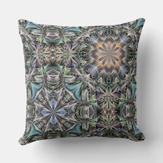 抽象芸術ほこりっぽい多肉質のガーデンロゼット模様 クッション (裏面)