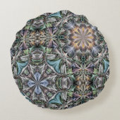 抽象芸術ほこりっぽい多肉質のガーデンロゼット模様 ラウンドクッション (裏面)