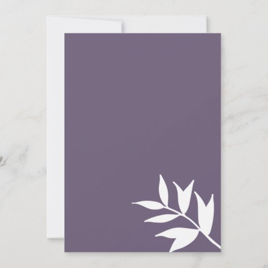 抽象芸術ほこりっぽい紫の白いスケッチフローラ 招待状 (裏面)