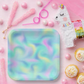 抽象芸術ぼやけかわいらしパステルスワーズパターンパペ ペーパープレート (パーティー)