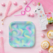 抽象芸術ぼやけかわいらしパステルスワーズパターン ペーパープレート (パーティー)