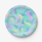 抽象芸術ぼやけかわいらしパステルスワーズパターン ペーパープレート (正面)