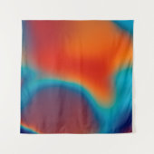 抽象芸術ぼやけの背景(カラフル青色)  タペストリー (正面(横))