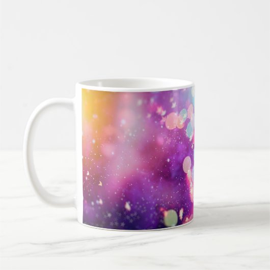抽象芸術ぼやけの青と銀の輝く色 コーヒーマグカップ (左)