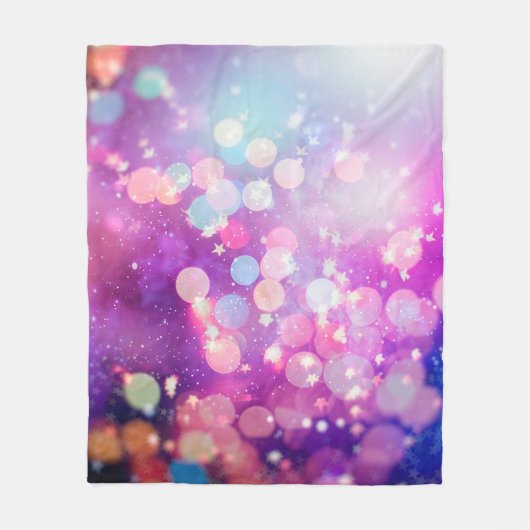 抽象芸術ぼやけの青と銀の輝く色 フリースブランケット (正面)