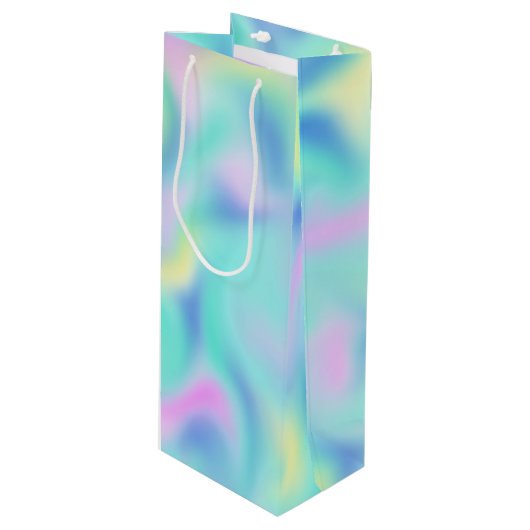 抽象芸術ぼやけパステルかわいらしスワールパターンスモール ワインギフトバッグ (正面アングル)