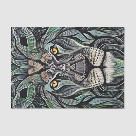 抽象芸術みすぼらしいシックなキングライオン 薄葉紙 (正面)