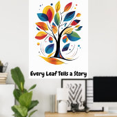 抽象芸術やる気を起こさせるミニマリストツリーアート ポスター (ホームオフィス)