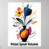 抽象芸術やる気を起こさせるミニマルフローラアート ポスター (正面)