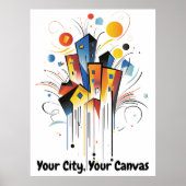 抽象芸術やる気を起こさせるミニマル都市スカイライン ポスター (正面)