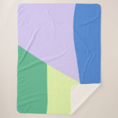 抽象芸術よくはしゃぐパステルカラーブロックラベンダーグリーン シェルパブランケット (正面)