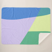 抽象芸術よくはしゃぐパステルカラーブロックラベンダーグリーン シェルパブランケット (正面(横))