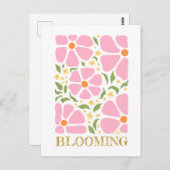 抽象芸術よくはしゃぐピンクの花 ポストカード (正面/裏面)