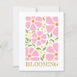 抽象芸術よくはしゃぐピンクの花 ポストカード