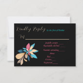 抽象芸術よくはしゃぐモダンエレガントな結婚式 出欠カード (裏面)