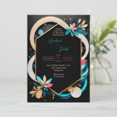 抽象芸術よくはしゃぐモダンエレガントな結婚式 招待状 (スタンド正面)