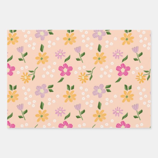 抽象芸術よくはしゃぐ花 ラッピングペーパーシート (正面)