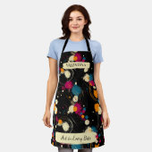 抽象芸術よくはしゃぐ（ばちゃばちゃ）跳ねるエプロン付名前をカスタムする エプロン (着用した状態)