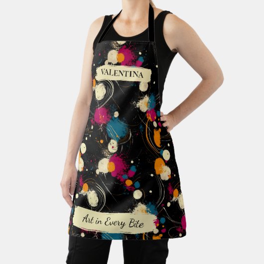 抽象芸術よくはしゃぐ（ばちゃばちゃ）跳ねるエプロン付名前をカスタムする エプロン (インサイチュ)