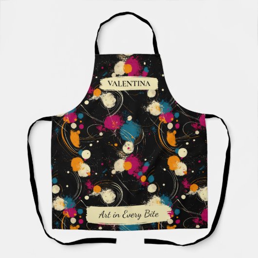 抽象芸術よくはしゃぐ（ばちゃばちゃ）跳ねるエプロン付名前をカスタムする エプロン (正面)